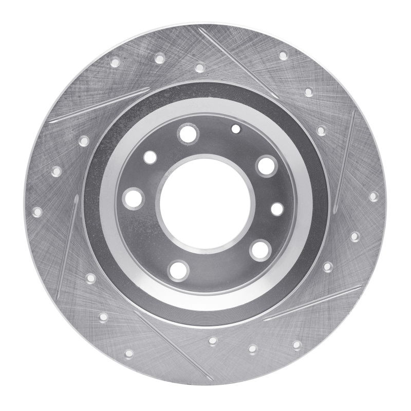 Ford Fusion Brake Rotor (1) - Rear Left - R1 Concepts - Drilled & Slotted - Silver - `98-`15